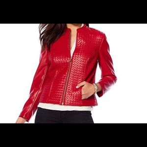 Faux leather jacket-RED